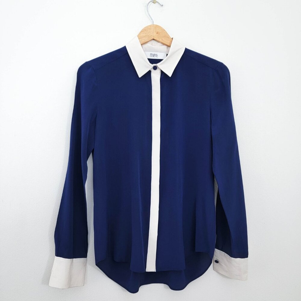 Prabal Gurung Silk Colorblock Long Sleeve Button Front Blouse 5